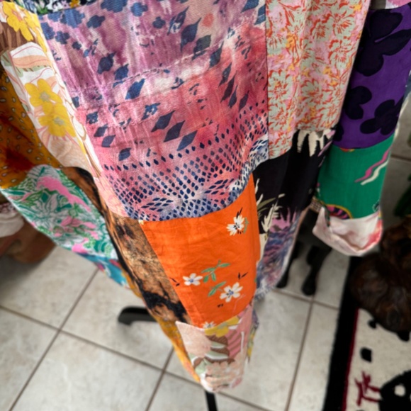 Hippie Patchwork Floral Embroidery Button Up Hooded Sweatshirt Size XXL - Picture 8 of 12